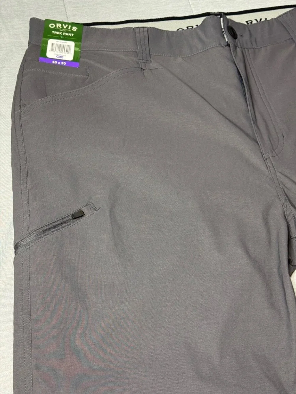 Orvis Trek Pant Mens 40x30 Forged Iron Eco Water-Repellent Stretch Nylon Spandex
